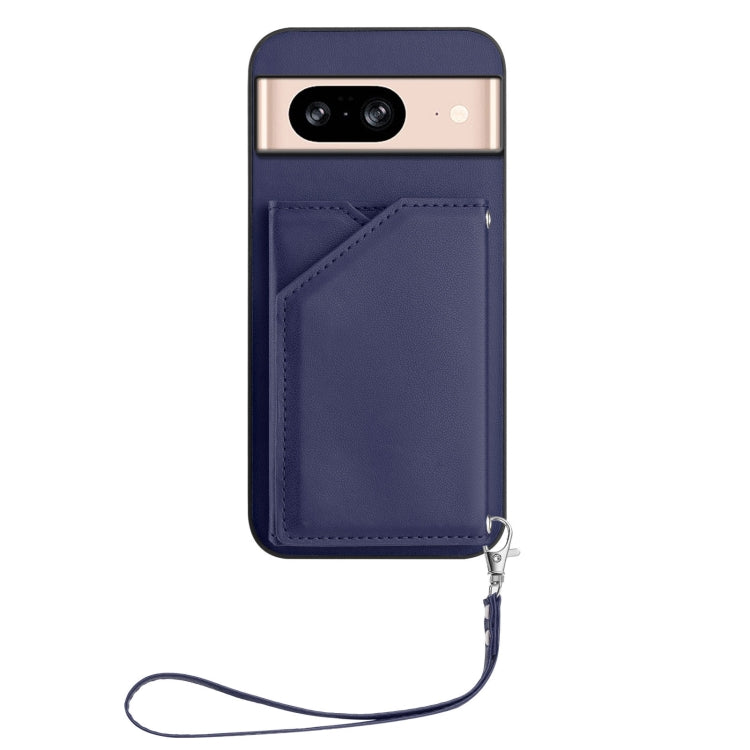 For Google Pixel 8 Skin Feel Four Card Slots Phone Case with Wrist Strap