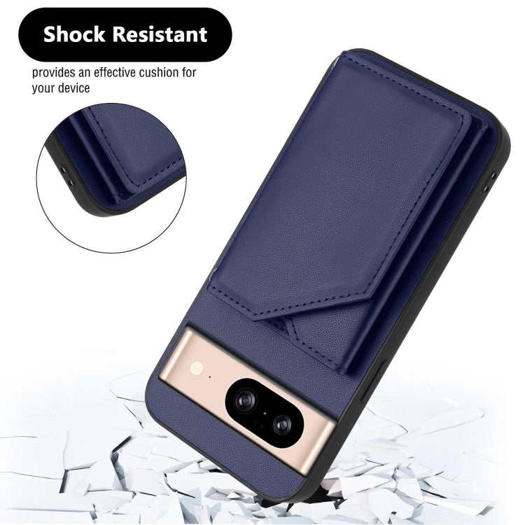 For Google Pixel 8 Skin Feel Four Card Slots Phone Case with Wrist Strap