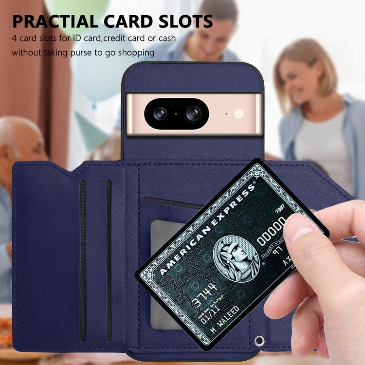 For Google Pixel 8 Skin Feel Four Card Slots Phone Case with Wrist Strap