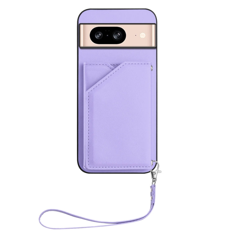For Google Pixel 8 Skin Feel Four Card Slots Phone Case with Wrist Strap