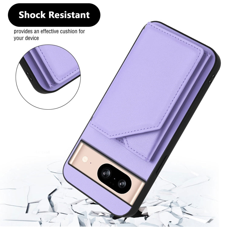 For Google Pixel 8 Skin Feel Four Card Slots Phone Case with Wrist Strap