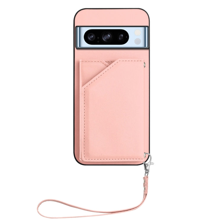 For Google Pixel 8 Pro Skin Feel Four Card Slots Phone Case with Wrist Strap