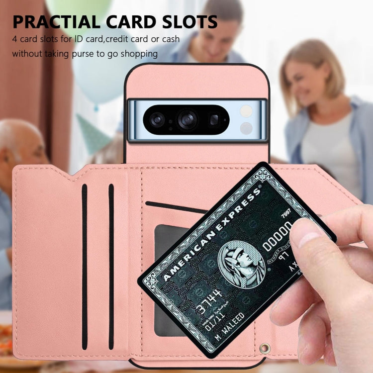 For Google Pixel 8 Pro Skin Feel Four Card Slots Phone Case with Wrist Strap