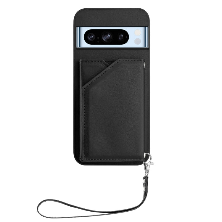 For Google Pixel 8 Pro Skin Feel Four Card Slots Phone Case with Wrist Strap