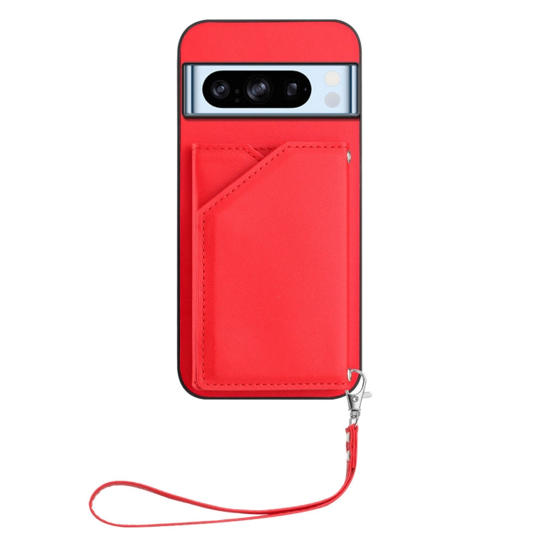 For Google Pixel 8 Pro Skin Feel Four Card Slots Phone Case with Wrist Strap