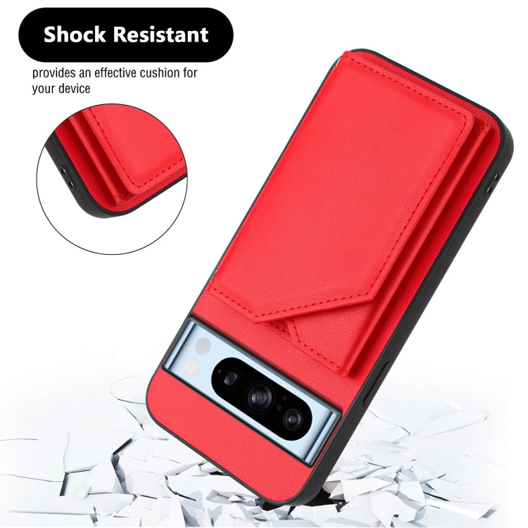 For Google Pixel 8 Pro Skin Feel Four Card Slots Phone Case with Wrist Strap