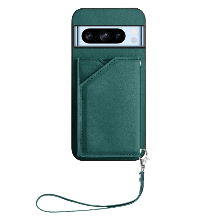 For Google Pixel 8 Pro Skin Feel Four Card Slots Phone Case with Wrist Strap