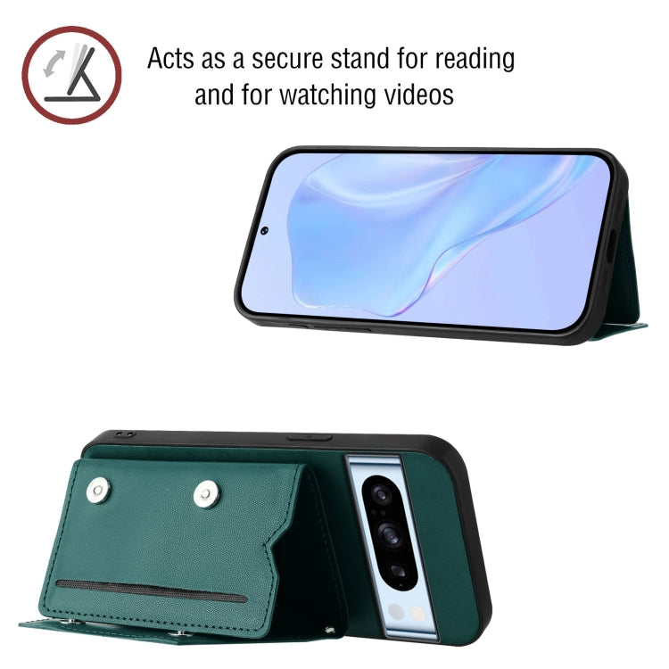 For Google Pixel 8 Pro Skin Feel Four Card Slots Phone Case with Wrist Strap