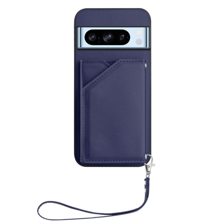 For Google Pixel 8 Pro Skin Feel Four Card Slots Phone Case with Wrist Strap