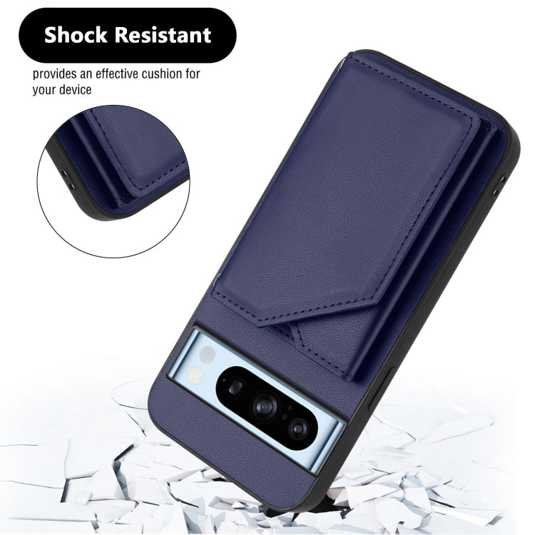 For Google Pixel 8 Pro Skin Feel Four Card Slots Phone Case with Wrist Strap