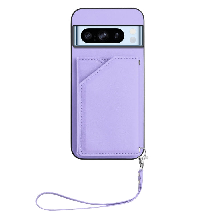 For Google Pixel 8 Pro Skin Feel Four Card Slots Phone Case with Wrist Strap
