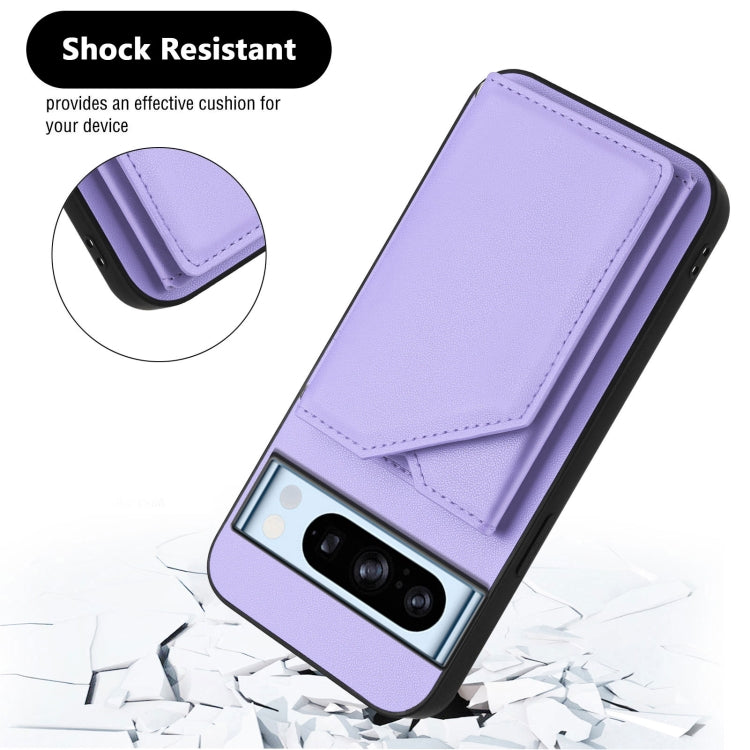 For Google Pixel 8 Pro Skin Feel Four Card Slots Phone Case with Wrist Strap