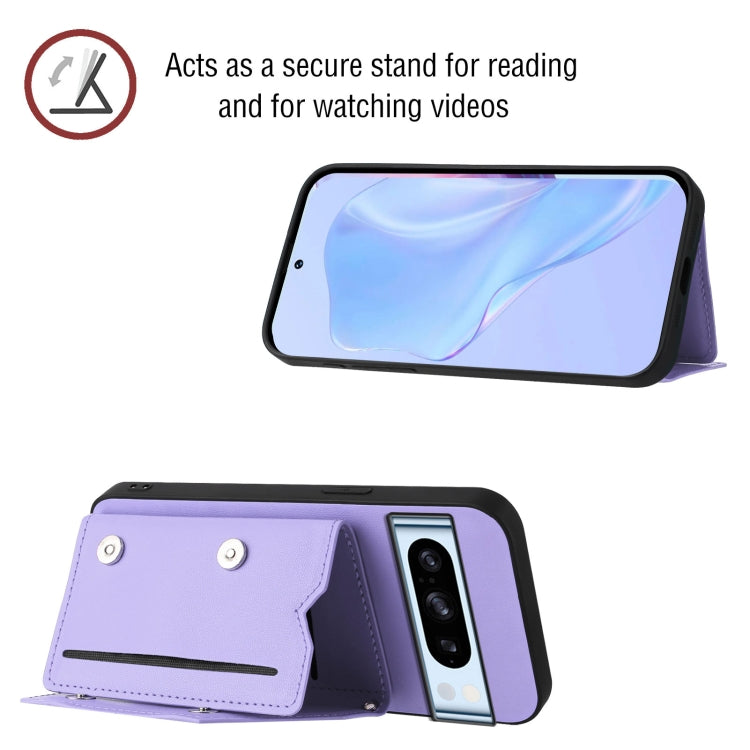 For Google Pixel 8 Pro Skin Feel Four Card Slots Phone Case with Wrist Strap