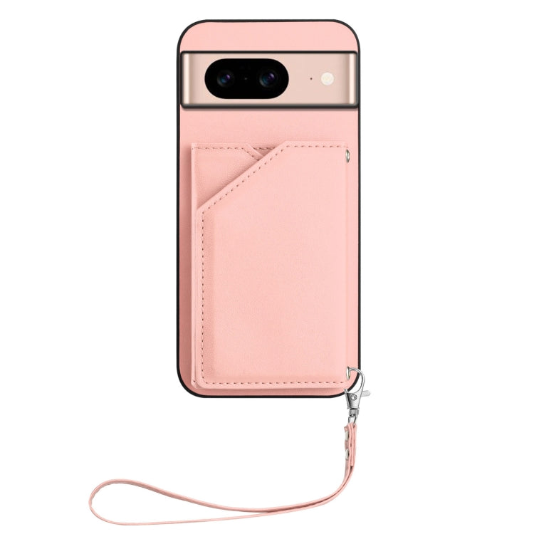 For Google Pixel 8A Skin Feel Four Card Slots Phone Case with Wrist Strap