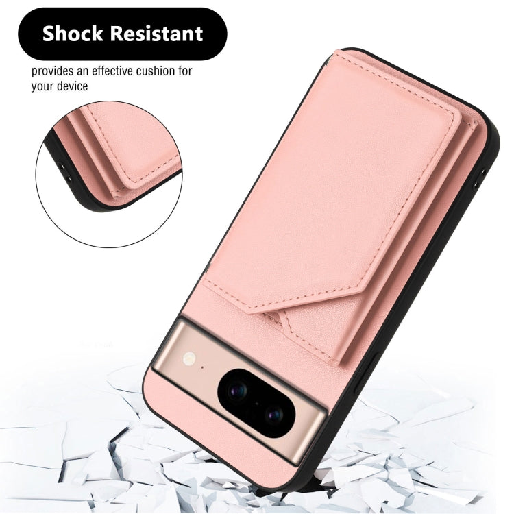 For Google Pixel 8A Skin Feel Four Card Slots Phone Case with Wrist Strap