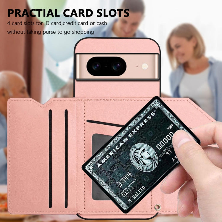 For Google Pixel 8A Skin Feel Four Card Slots Phone Case with Wrist Strap