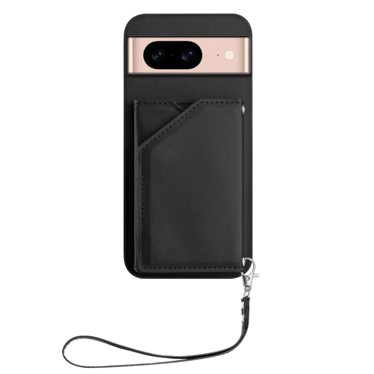 For Google Pixel 8A Skin Feel Four Card Slots Phone Case with Wrist Strap