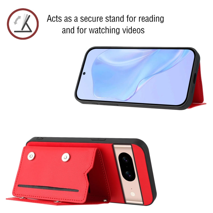 For Google Pixel 8A Skin Feel Four Card Slots Phone Case with Wrist Strap