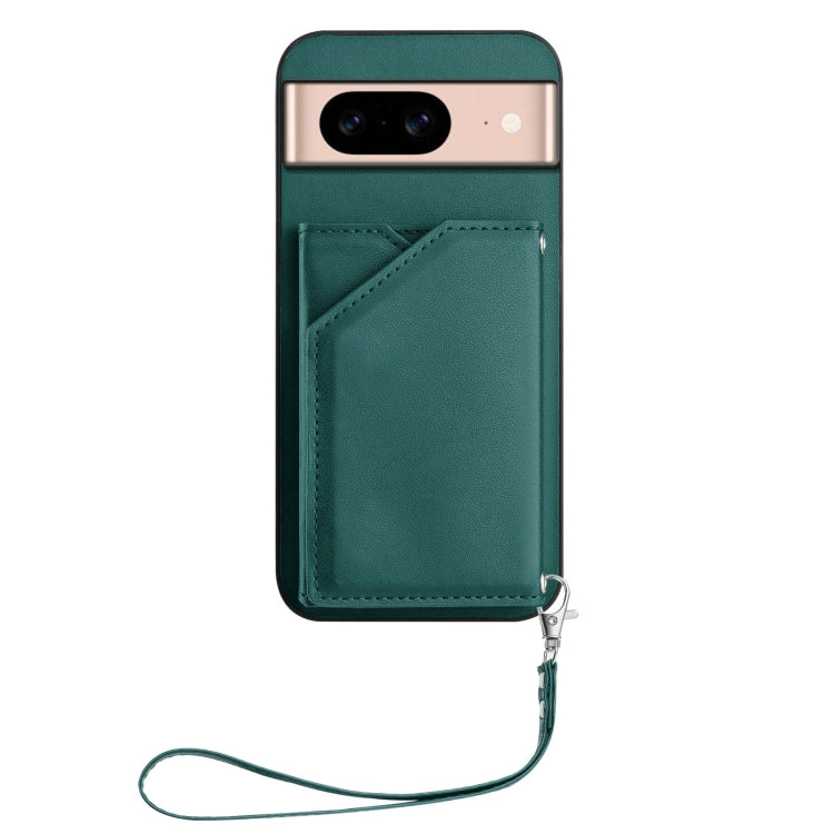 For Google Pixel 8A Skin Feel Four Card Slots Phone Case with Wrist Strap