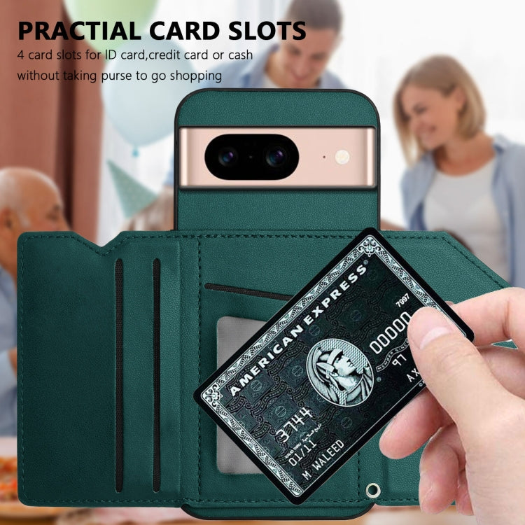 For Google Pixel 8A Skin Feel Four Card Slots Phone Case with Wrist Strap
