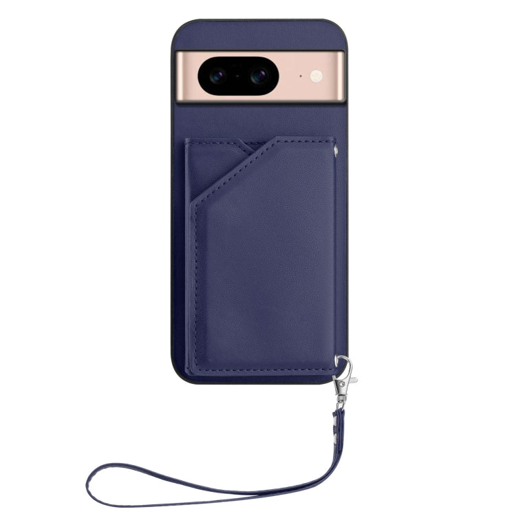 For Google Pixel 8A Skin Feel Four Card Slots Phone Case with Wrist Strap