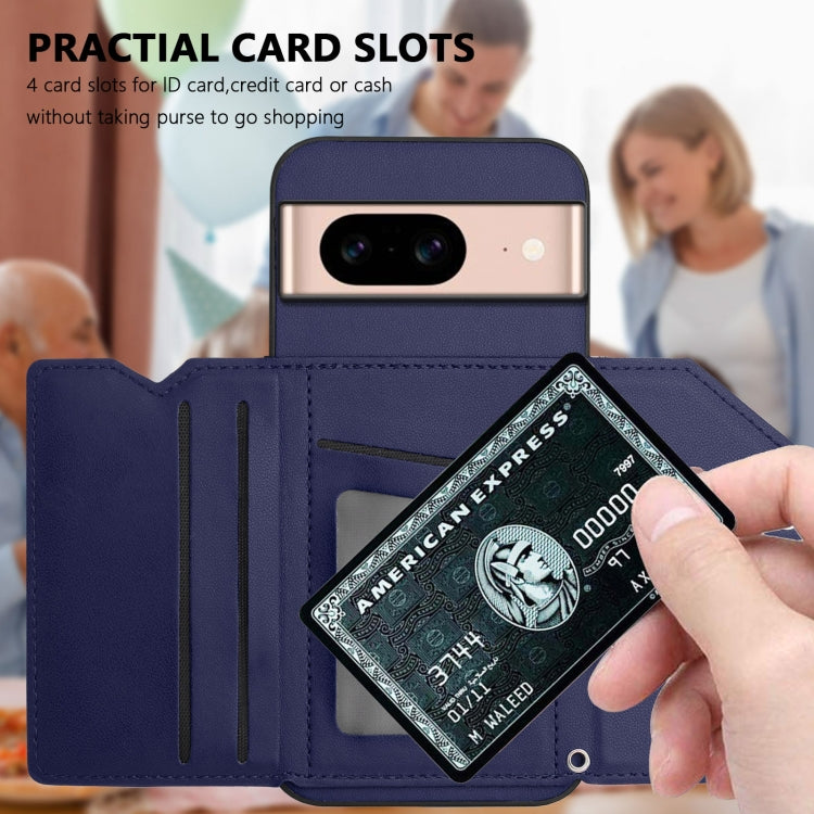 For Google Pixel 8A Skin Feel Four Card Slots Phone Case with Wrist Strap