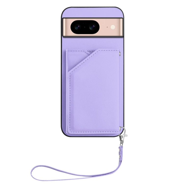 For Google Pixel 8A Skin Feel Four Card Slots Phone Case with Wrist Strap