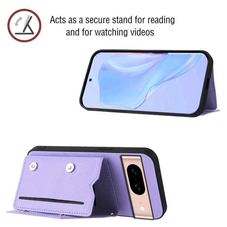 For Google Pixel 8A Skin Feel Four Card Slots Phone Case with Wrist Strap