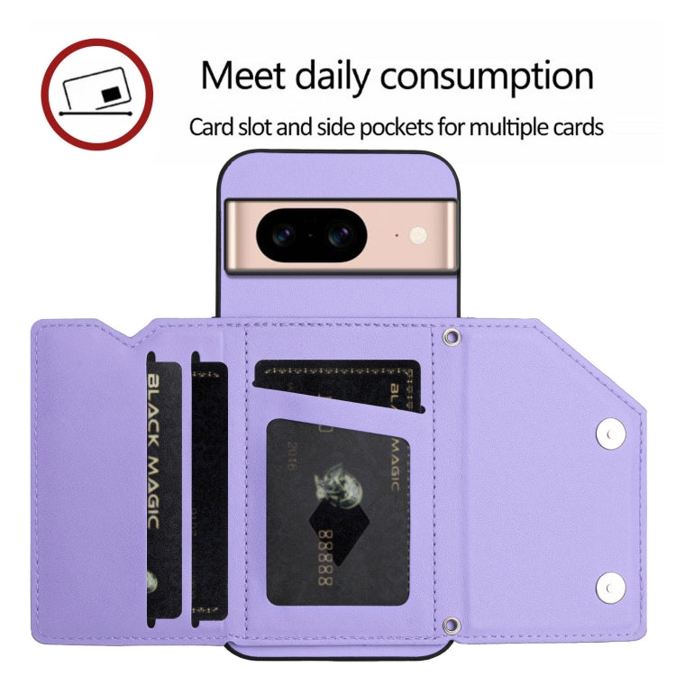 For Google Pixel 8A Skin Feel Four Card Slots Phone Case with Wrist Strap