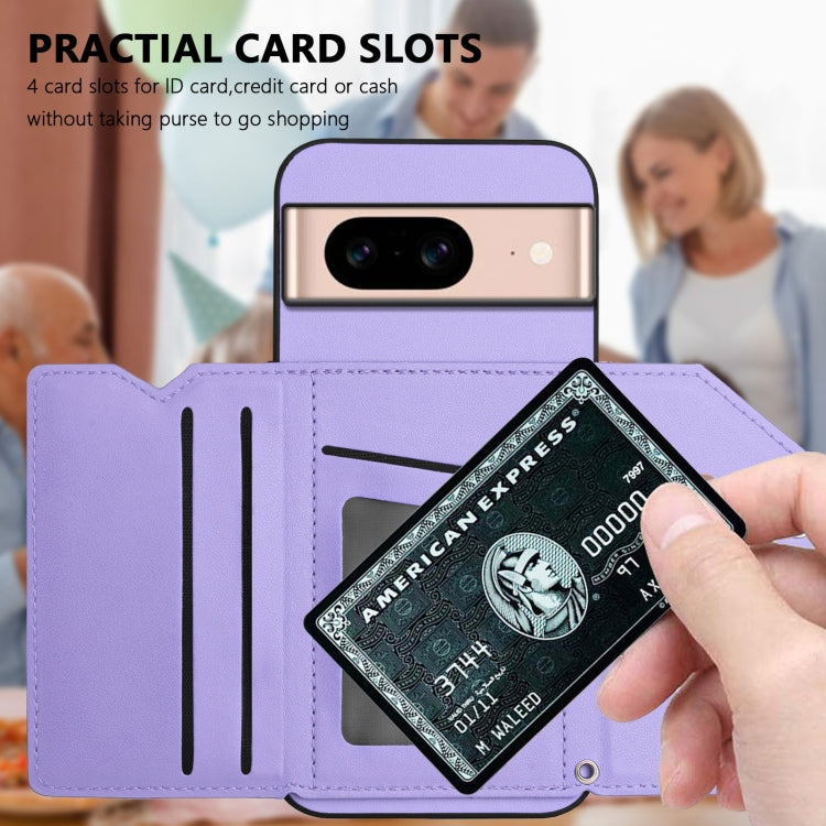 For Google Pixel 8A Skin Feel Four Card Slots Phone Case with Wrist Strap