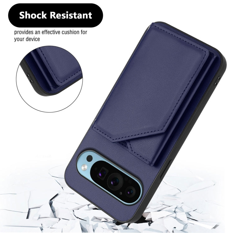 For Google Pixel 9 Skin Feel Four Card Slots Phone Case with Wrist Strap