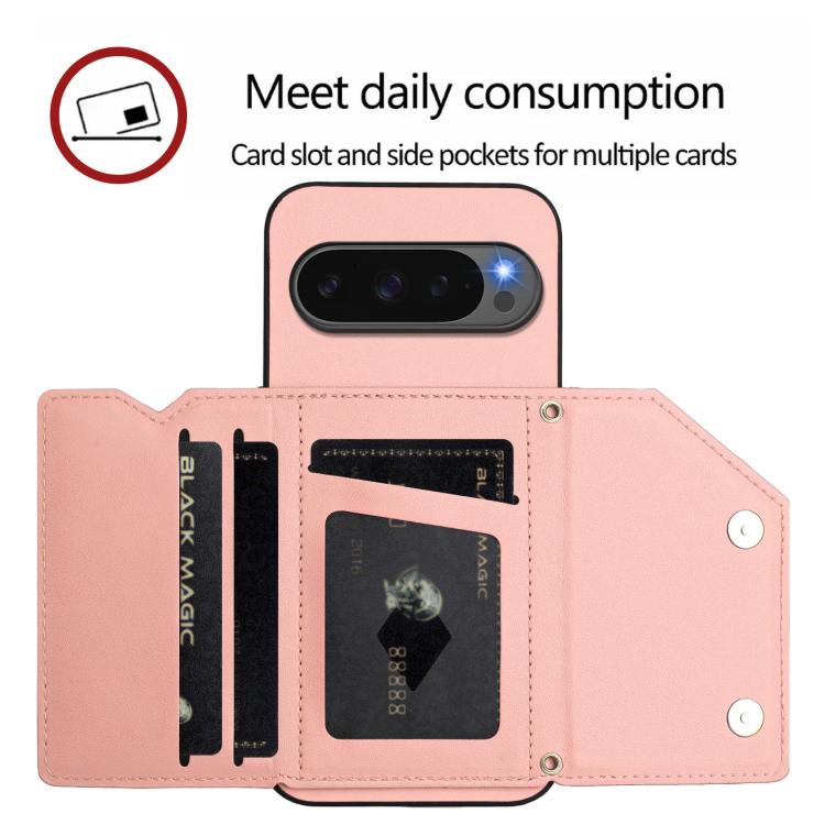 For Google Pixel 10 / 10 Pro Skin Feel Four Card Slots Phone Case with Wrist Strap