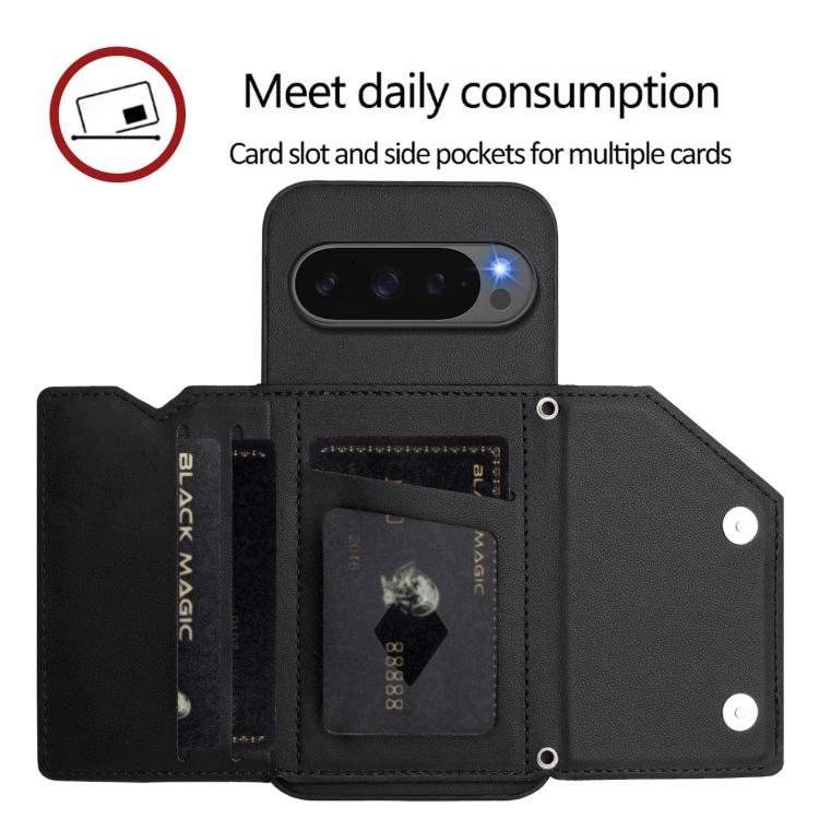 For Google Pixel 10 / 10 Pro Skin Feel Four Card Slots Phone Case with Wrist Strap