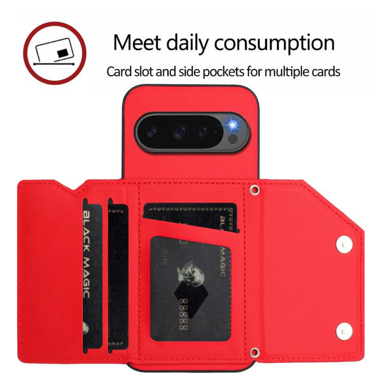 For Google Pixel 10 / 10 Pro Skin Feel Four Card Slots Phone Case with Wrist Strap