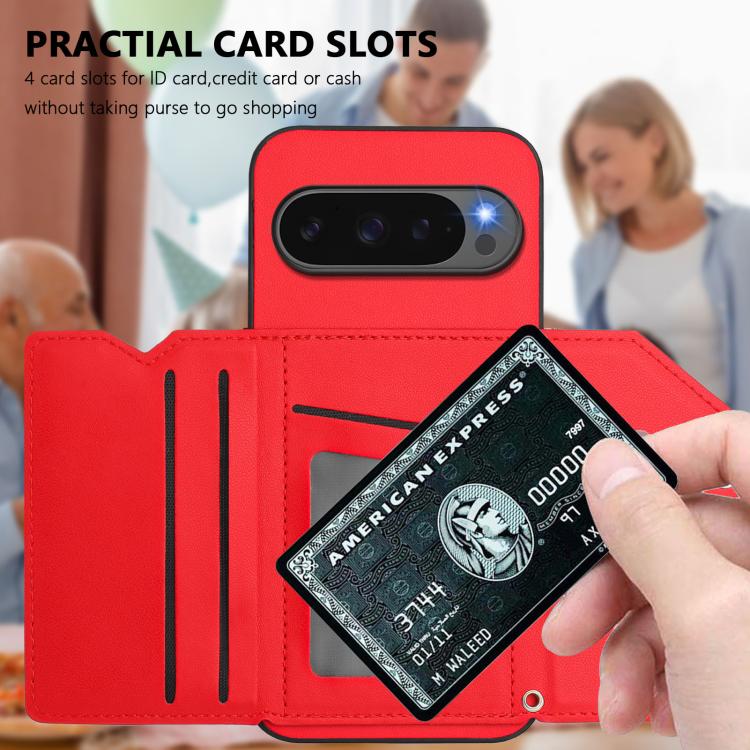 For Google Pixel 10 / 10 Pro Skin Feel Four Card Slots Phone Case with Wrist Strap