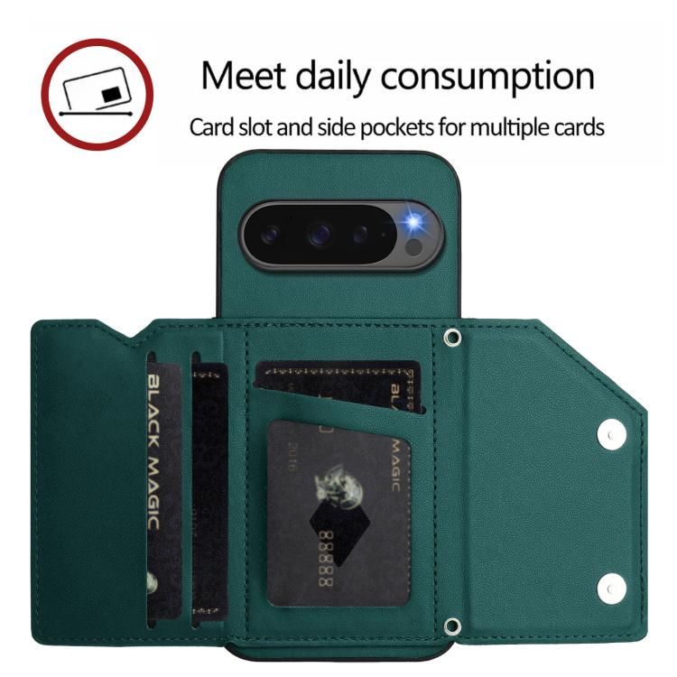 For Google Pixel 10 / 10 Pro Skin Feel Four Card Slots Phone Case with Wrist Strap