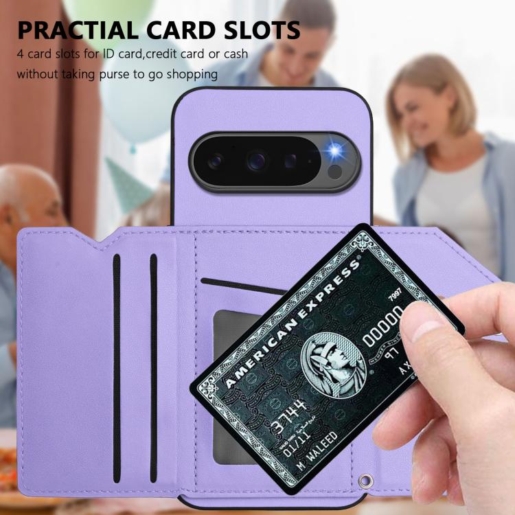 For Google Pixel 10 / 10 Pro Skin Feel Four Card Slots Phone Case with Wrist Strap