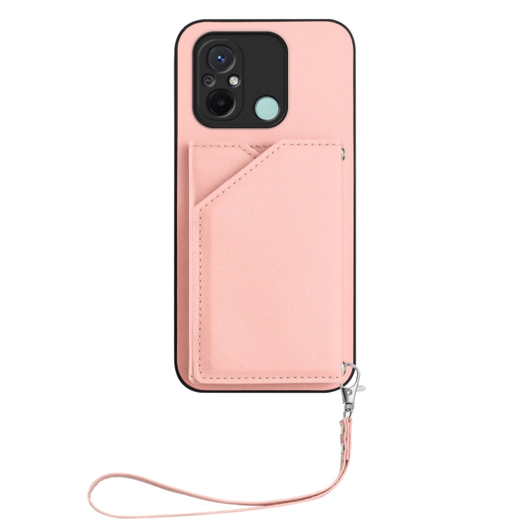 For Redmi 12C / 11A Skin Feel Four Card Slots Phone Case with Wrist Strap