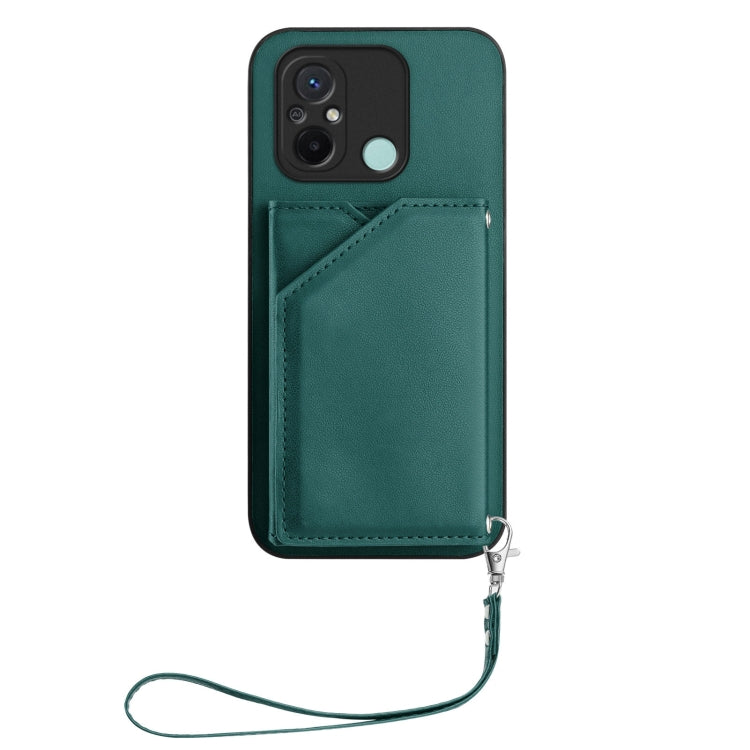 For Redmi 12C / 11A Skin Feel Four Card Slots Phone Case with Wrist Strap