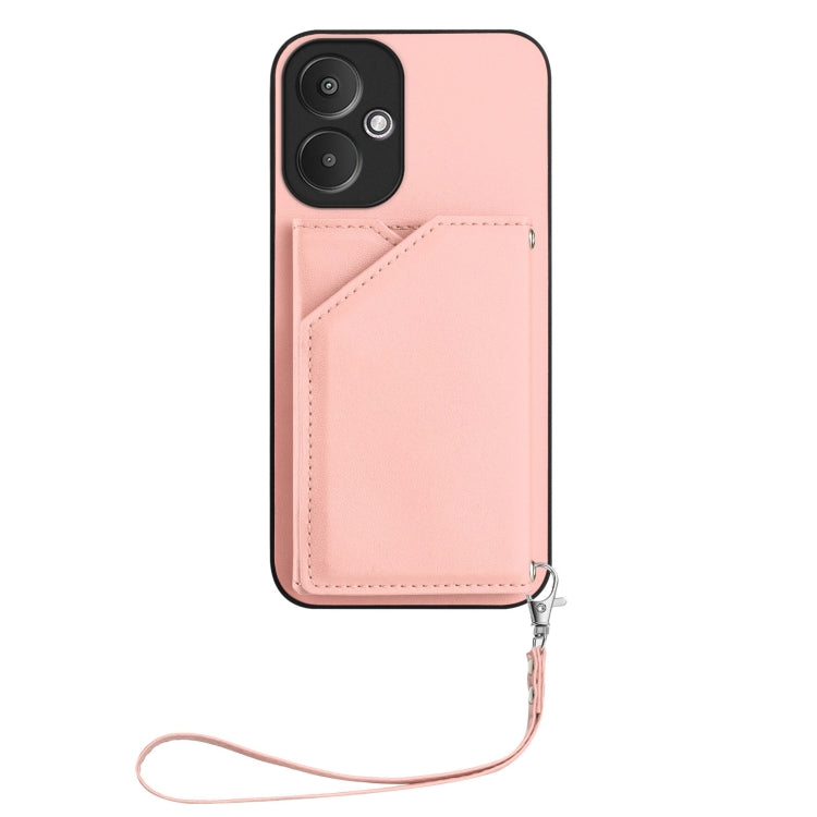 For Redmi 13C 5G / 13R Skin Feel Four Card Slots Phone Case with Wrist Strap