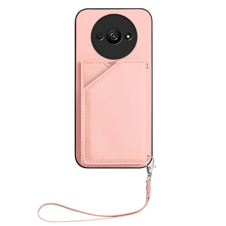 For Redmi A3 4G Global Skin Feel Four Card Slots Phone Case with Wrist Strap