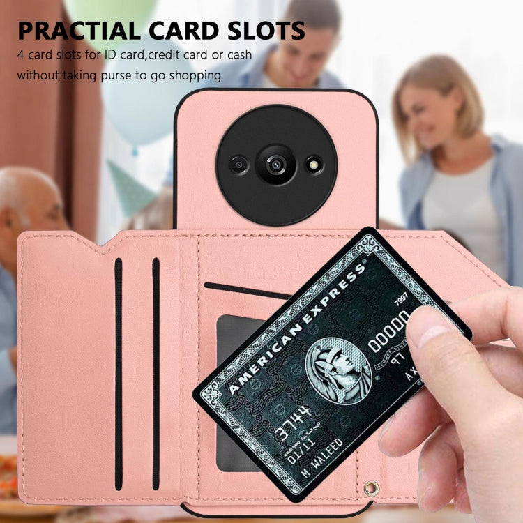 For Redmi A3 4G Global Skin Feel Four Card Slots Phone Case with Wrist Strap