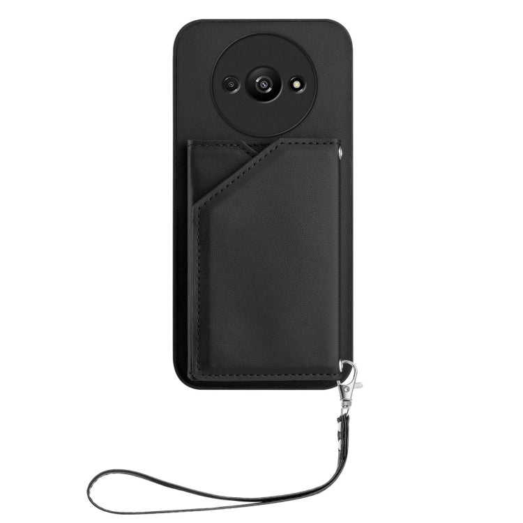 For Redmi A3 4G Global Skin Feel Four Card Slots Phone Case with Wrist Strap