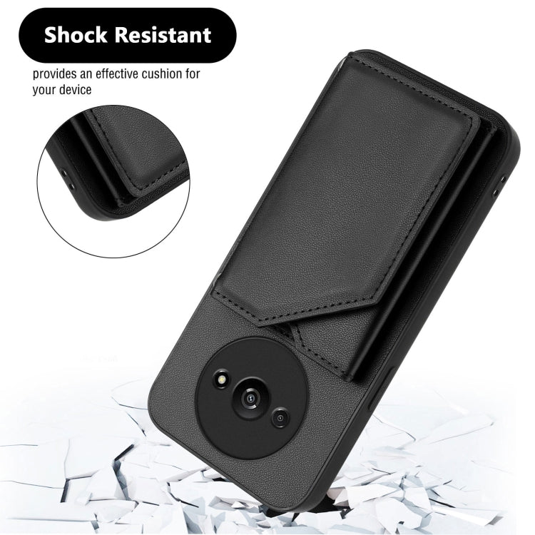 For Redmi A3 4G Global Skin Feel Four Card Slots Phone Case with Wrist Strap