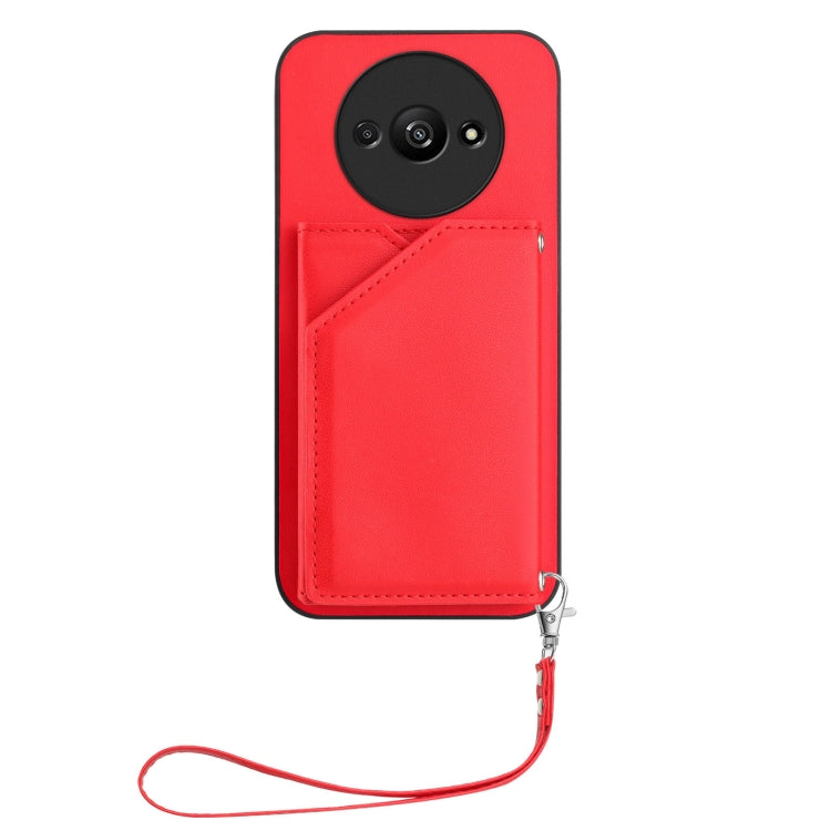 For Redmi A3 4G Global Skin Feel Four Card Slots Phone Case with Wrist Strap