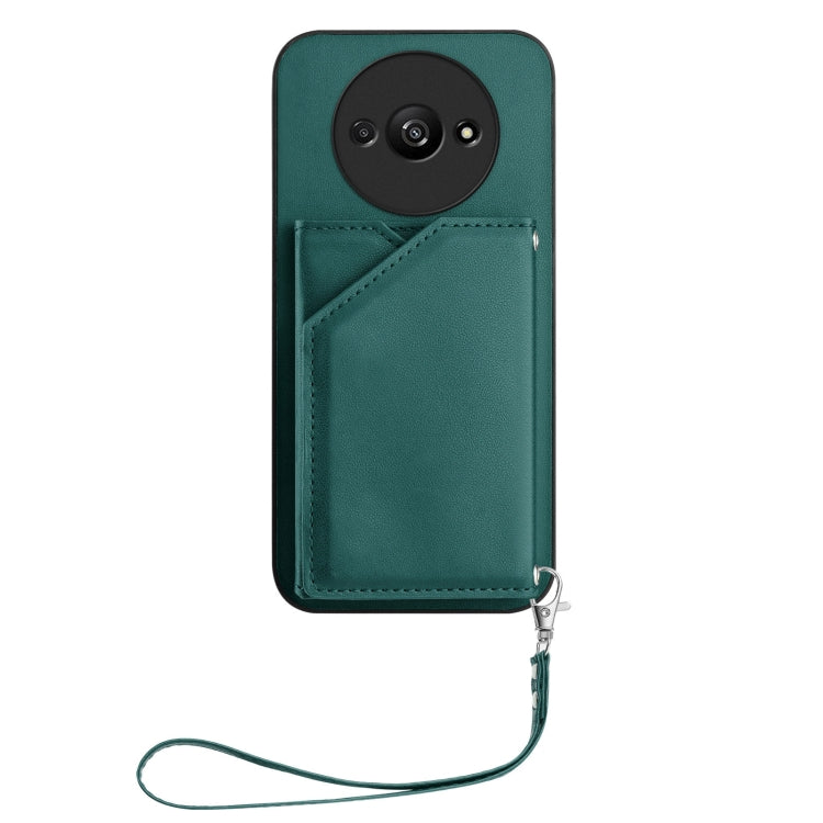 For Redmi A3 4G Global Skin Feel Four Card Slots Phone Case with Wrist Strap