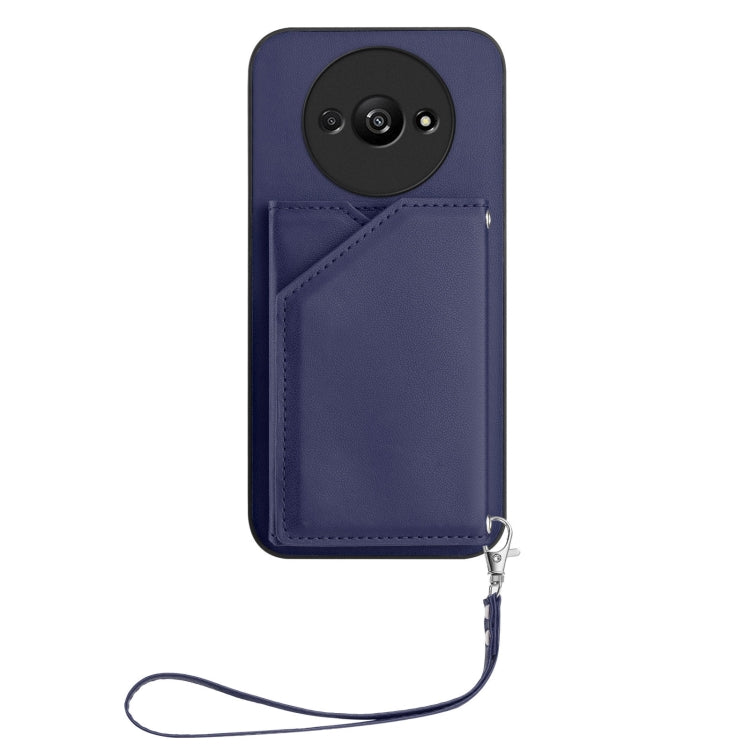 For Redmi A3 4G Global Skin Feel Four Card Slots Phone Case with Wrist Strap