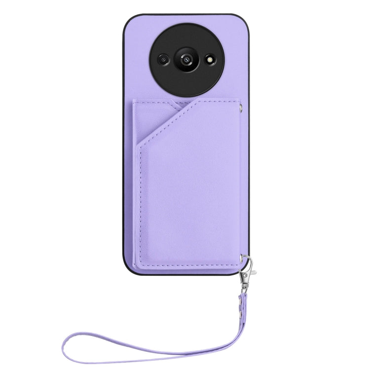 For Redmi A3 4G Global Skin Feel Four Card Slots Phone Case with Wrist Strap