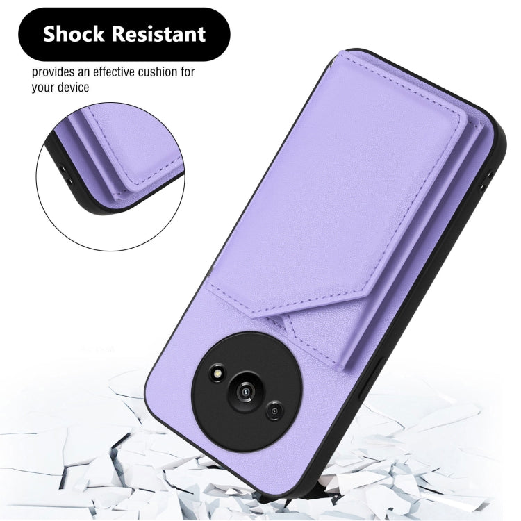 For Redmi A3 4G Global Skin Feel Four Card Slots Phone Case with Wrist Strap