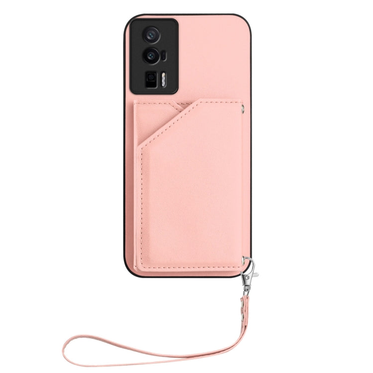 For Redmi K60 / 60 Pro Skin Feel Four Card Slots Phone Case with Wrist Strap